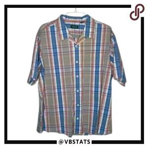 XXL Orvis Tan-Blue SS Wrinkle Free Shirt